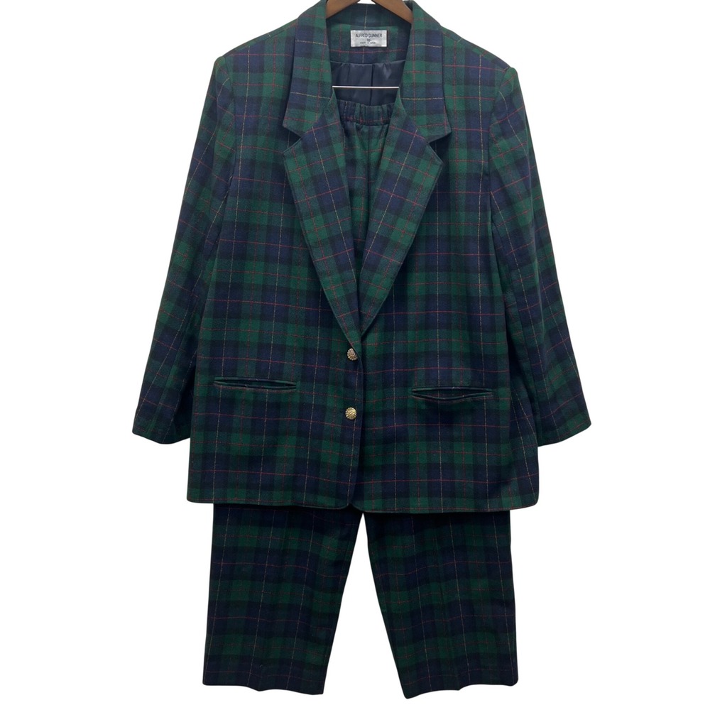Plaid Women's Pantsuit - Green and Purple